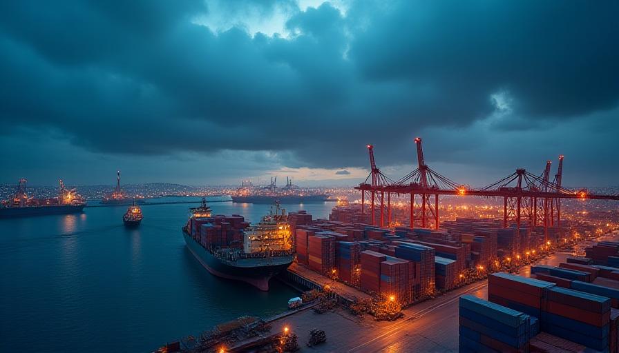 Shipping containers and industrial port